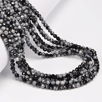 Намистини Сніжний обсидіан, Натур. камінь, 3-3,5 мм, Круглі грановані (BUS-054307)
