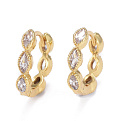 Серьги-кольца Huggie Позолота 18 kt со стразами куб. цирконий, 15,5х14х3 мм (OSN-053103)