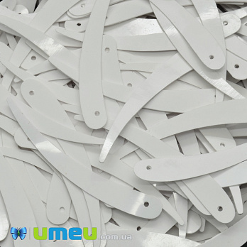 Паєтки Індія шабля, 43х6 мм, Білі (PAI-037884)