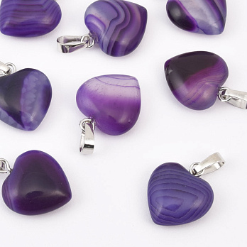 Підвіска Серце, Натур. камінь Агат фіолетовий, 18х15х10 мм (POD-057901)