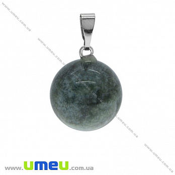 Подвеска Шар из натурального камня, Агат моховый, 25х14 мм (POD-020859)