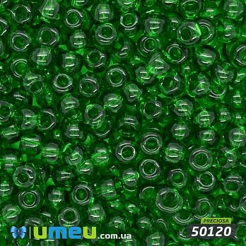 Бисер чешский 6/0, №50120, Зеленый, Прозрачный (BIS-025517)