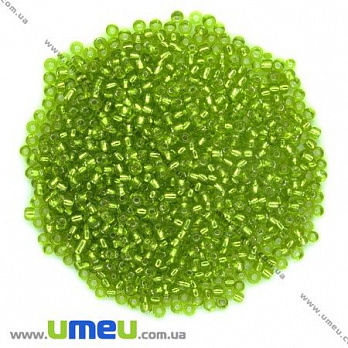 Бисер китайский средний, 8/0, Салатовый блестящий, 3 мм (BIS-007984)