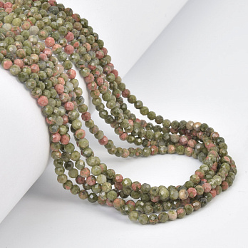 Намистини Унакіт, Натур. камінь, 3 мм, Круглі грановані (BUS-058200)