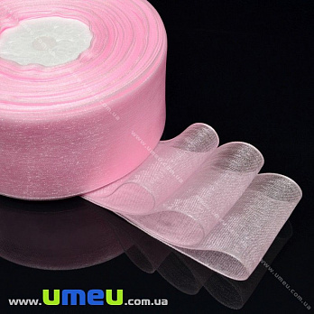 Лента из органзы, 40 мм, Розовая (LEN-016603)