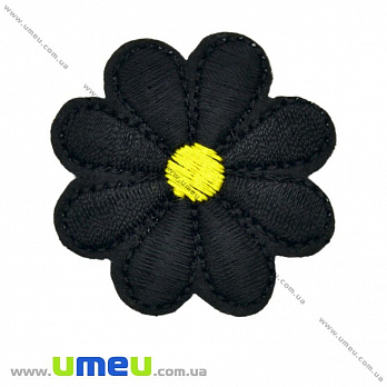 Термоаппликация Цветочек, 3,8 см, Черная (APL-017434)