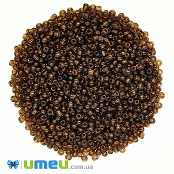 Бисер китайский средний, 8/0, Коричневый прозрачный, 3 мм (BIS-037659)