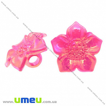 Пуговица пластиковая на ножке Хризантема, 17х10 мм, Малиновая АВ (PUG-008912)