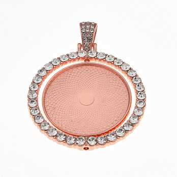 Основа кругла обертова зі стразами, 54х42 мм, 30 мм, Рожеве золото (OSN-059440)