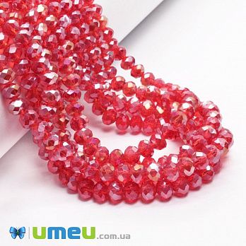 Намистини ронделі, 6х5 мм, Червоні АВ (BUS-049208)