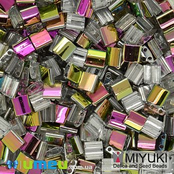 Бисер японский Miyuki TILA №4552, 5х5 мм, Серебристый АВ двухсторонный (BIS-046062)