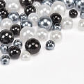 Бусины пластиковые Круглые, Жемчуг, 6-10 мм, Микс черно-белый (BUS-059768)