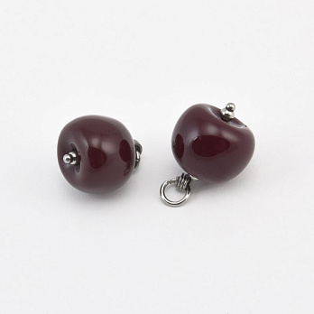 Підвіска Яблучко з полімерної глини, 15 мм, Бордова (POD-059000)