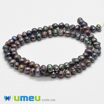 Намистина натуральний камінь Перли річкові чорні, 4-5 мм (BUS-039398)