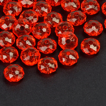 Бусины для сумок ОПТ, Акриловые, Рондели, 8х5 мм, Красные (BUS-056139)