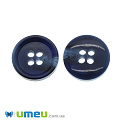 Пуговица пластиковая Круглая, 15 мм, Синяя (PUG-038631)