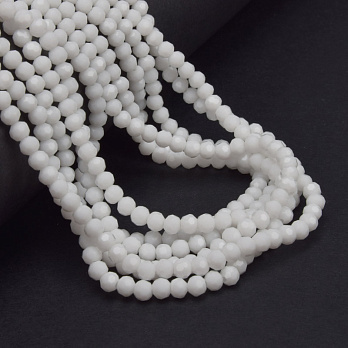 Бусины круглые граненые, 4 мм, Белые  (BUS-061127)