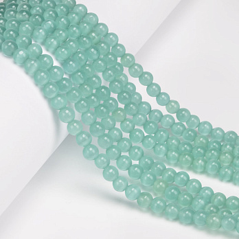 Намистини Котяче око, Синт. камінь, 6 мм, М'ятні, Круглі (BUS-054243)
