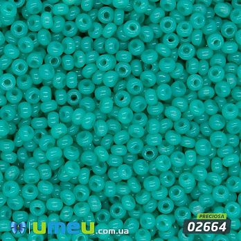Бісер чеський №450/02664, Бірюзовий, Алебастровий, 10/0 (BIS-043805)