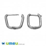 Серьги Huggie, Латунь с покрытием Родий, 16х12х2 мм, Темное серебро (OSN-047296)