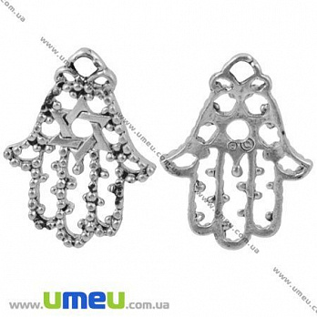 Підвіска метал. Рука Фатіми (Хамса), 22х16 мм, Античне срібло (POD-001241)