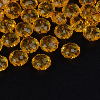 Намистини акрилові, Ронделі, 8х5 мм, Помаранчеві (BUS-059951)