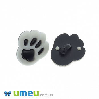 Пуговица пластиковая на ножке Лапка, 19х17 мм, Черная (PUG-039015)