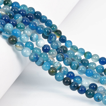 Намистини Агат синій, Натур. камінь, 6 мм, Круглі, 18 см (BUS-058043)